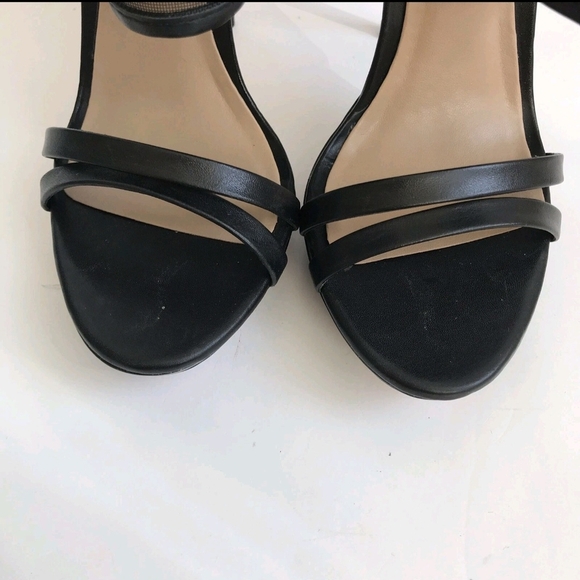 BCBG Max Azria Ferned Sandals Heel Leather Mesh Black Shoe Sandal 6.5 /36.5 - Picture 5 of 11